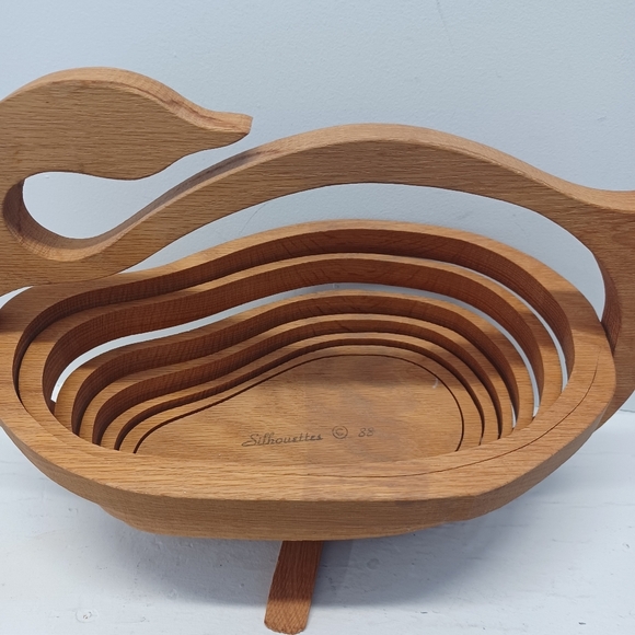 Vintage Silhouette Mid-Century Modern Wooden Swan Duck Carved Bowl Decor - Picture 5 of 5